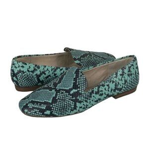 Gianni Bini Teal Snakeskin Flat Loafers, Sz 6